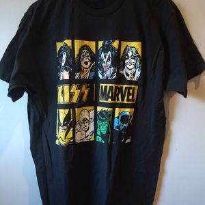 Marvel Kiss Shirt L Wolverine Silver Surfer Black Panther Hulk